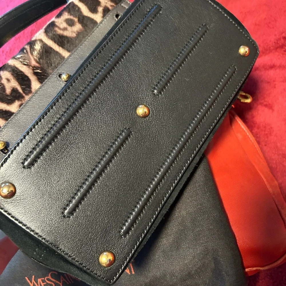 YSL Muse Leopard Print Flap Black Leather Handbag - Picture 7 of 9